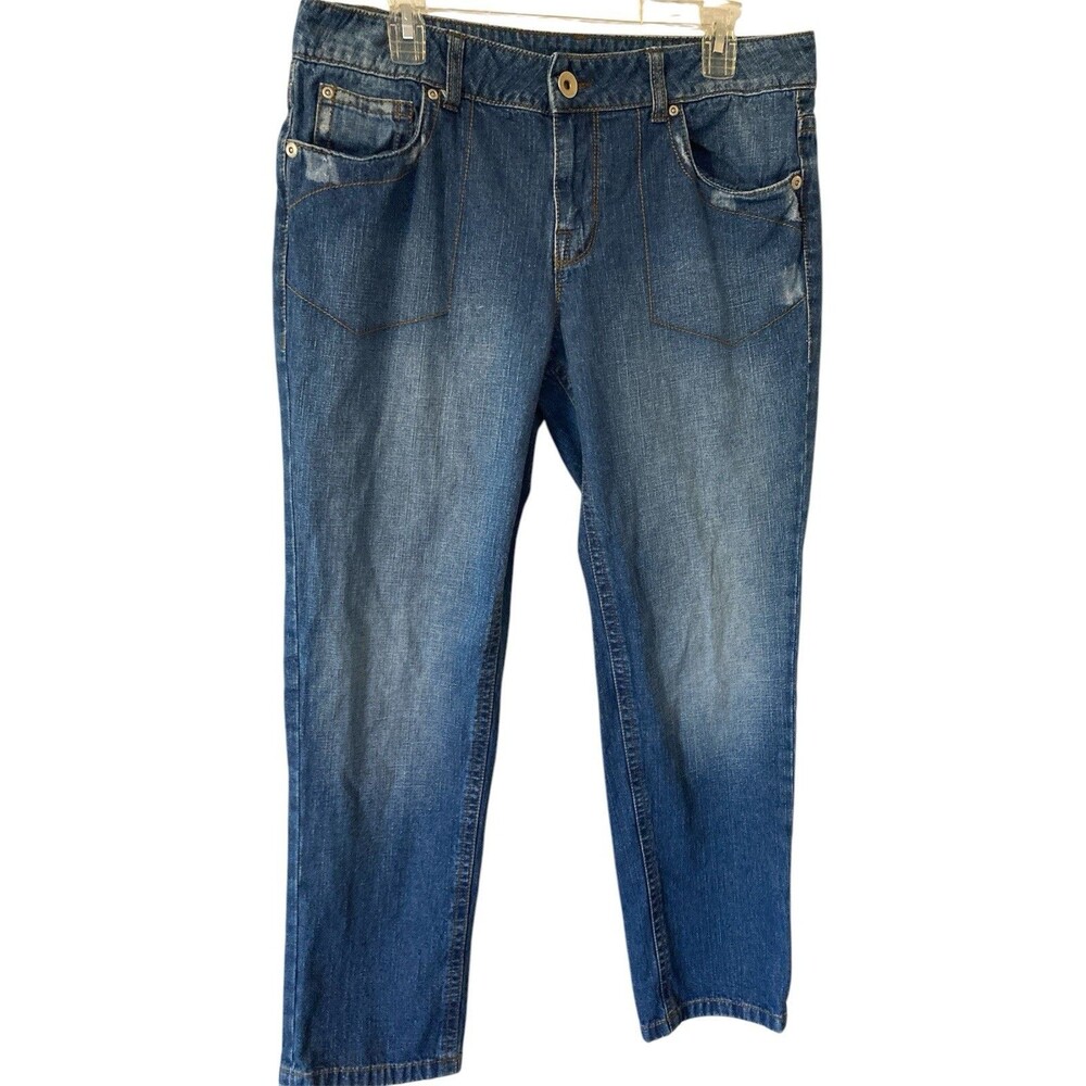 DKNY jeans women Size 12 Unique Design! Love The Pockets! Comfort Distressed